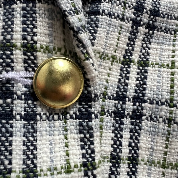 NWT Abercrombie & Fitch Tweed Plaid White Blue Blazer Jacket Women's size Medium - Picture 8 of 10